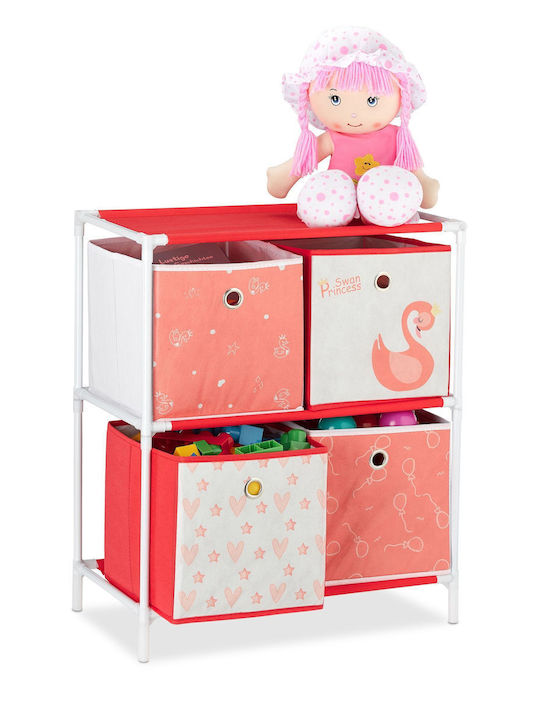 Relaxdays Relaxdays Spielzeug-Organisator Klappbar aus Stoff Weiß 62x53x30cm