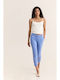 Pantaloni Dama Din Țesătură Slim Fit Albastru Deschis