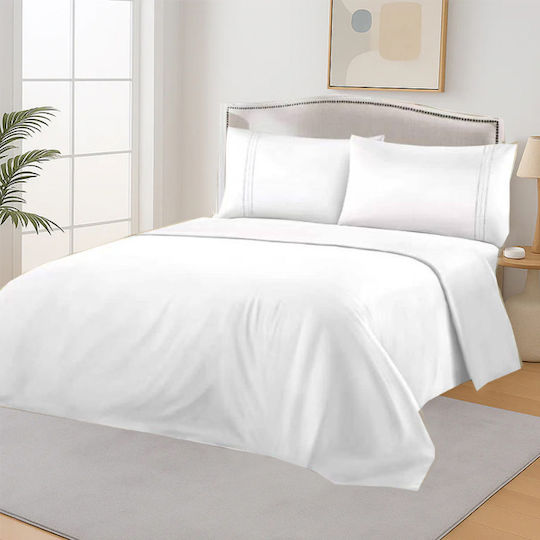 SpitiBazaar Module Cearceafuri De Pat King Size Cu Hugger Din Cauciuc 180x200cm Alb 4 Bucăți
