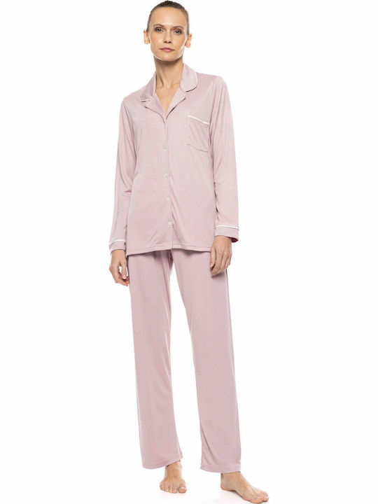 Pink Label Зимен Дамски Комплект Пижама Dusty Pink