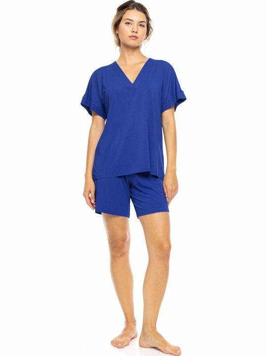Pink Label Summer Women's Pyjama Set Indigo Blue