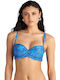 Strapless Bikini Top D Cup With Padding Blue Ikat