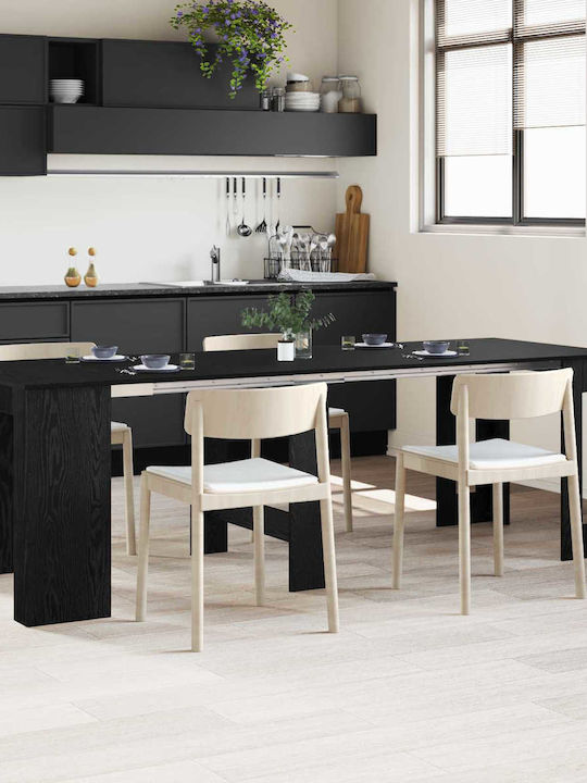 Extendable Dining Table Wooden Black Oak 240x85...
