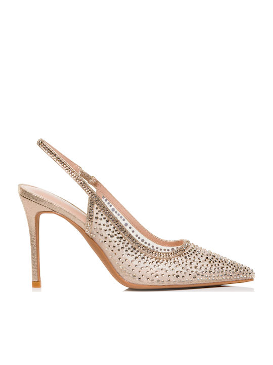 Seven Pointed Toe Heels Gold