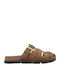 Leather Mules with Heel in Brown Colour