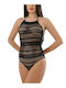 One Piece Swimsuit Push Up Black