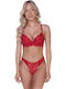 Comfort Δαντελένιο Σετ Εσωρούχων Σουτιέν με String Κόκκινο