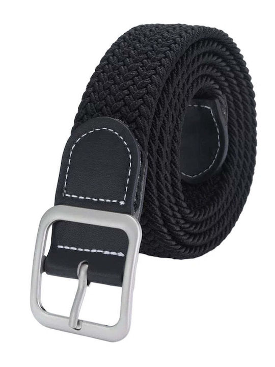 Wide Elastic Men's Knitted Black Belt