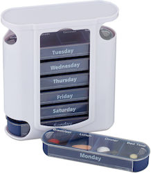 Pill Box Weekly Medicine Organizer Relaxdays Detachable Containers 4 Compartments White Blue 10 X 4.5 X 2 Cm