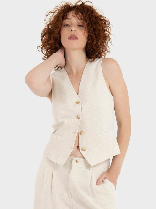 Only Vestă Femeiască Off White