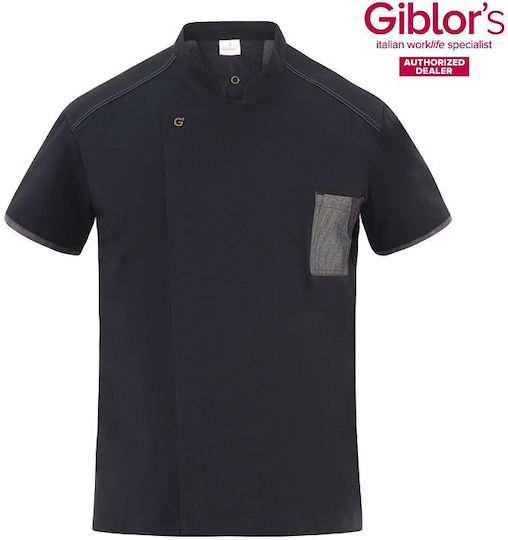 Giblor's Σακάκι Σεφ 100% Βαμβάκι Μαύρο με Κοντό Μανίκι