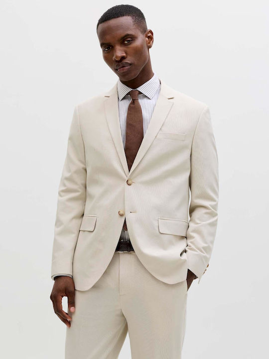 Men’s Suit Jacket with Slim Fit Beige