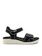 Sawi Willer Negro Δερμάτινα Γυναικεία Σανδάλια Flatforms Μαύρα