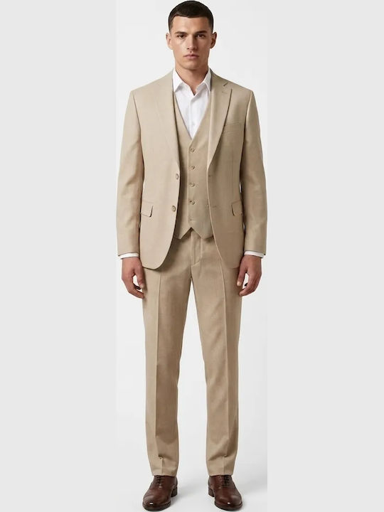 Men's Groom's Suit with Beige Vest