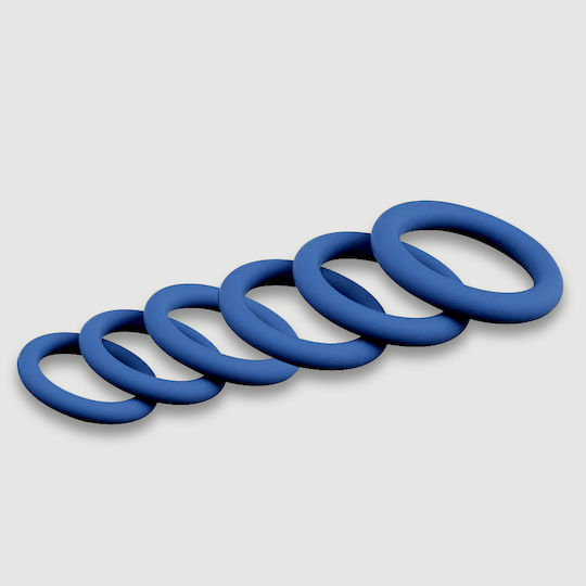 Σετ Δαχτυλίδια Πέους Σιλικόνης Male Collection Silicone Flexible Round Cock Ring Set Μπλε