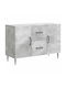 Wooden Sideboard with Drawers Concrete Gray 89x34.5x60cm