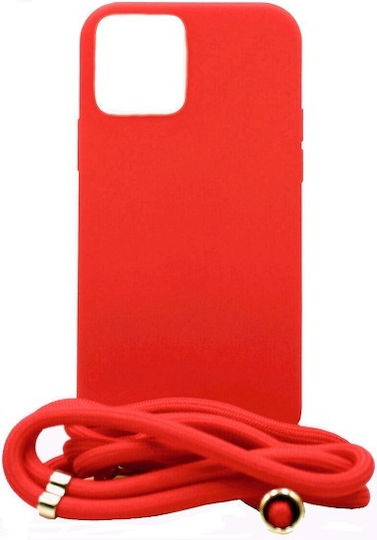 Colored Back Cover Σιλικόνης με Λουράκι Κόκκινο (iPhone 14)