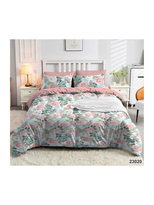Marwa Cotton Duvet Cover Set 220x240cm Super King with 2 Pillowcases Pink