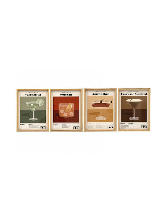 Κάδρο Coctails 4σχέδια 30x40cm
