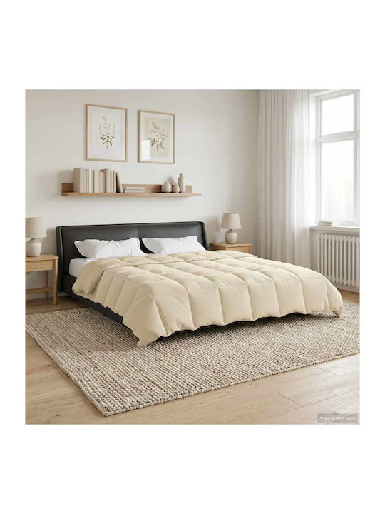 vidaXL Samtige Doppelbettdecke 200x240cm Beige
