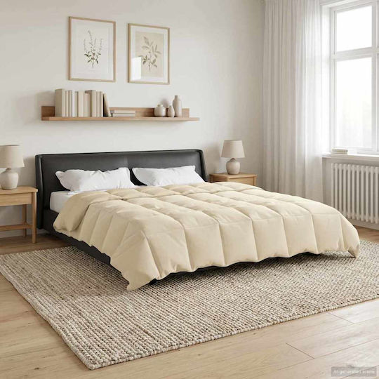 vidaXL Samtige Doppelbettdecke 200x240cm Beige