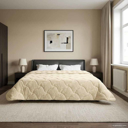 vidaXL Κουβέρτα Fleece Διπλή 200x240εκ. Κρεμ