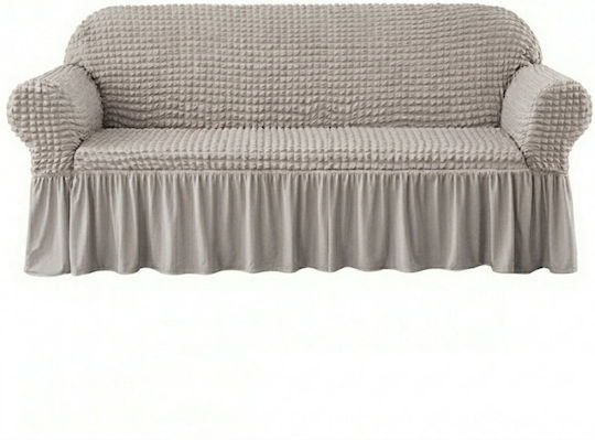 Kraft World Elastische Abdeckung Für Zweisitziges Sofa Grau Mit Volant
