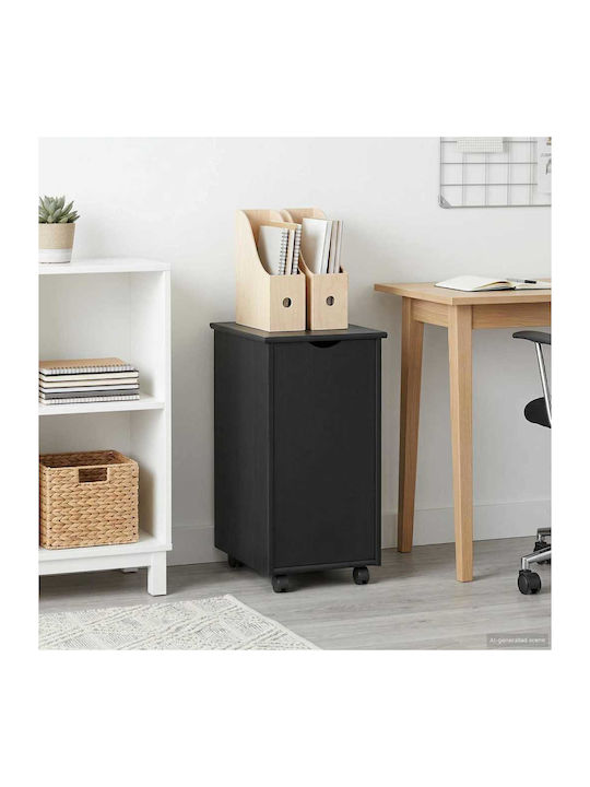 Office Drawer Made of Solid Wood Black 34x39x65.5cm