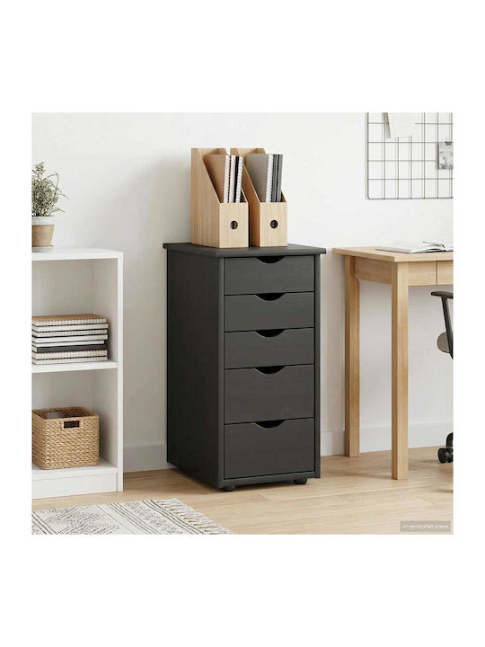 Office Drawer from Solid Wood Black 34x39x61.5cm