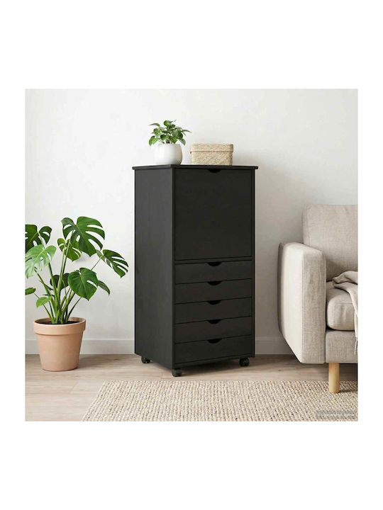 Büroaufbewahrungsschublade aus Massivholz Schwarz 53x39x103cm