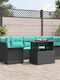 Garten- und Outdoor-Möbelsets Typsatz Wohnzimmer 7 Stück Schwarz mit Kissen