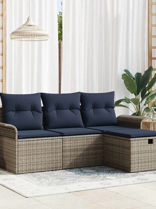 Γωνιακός Καναπές Εξωτερικού Χώρου Rattan με Μαξιλάρια