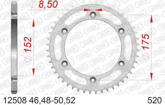 Afam Steel Rear Sprocket 520 Chain Code 12508-49