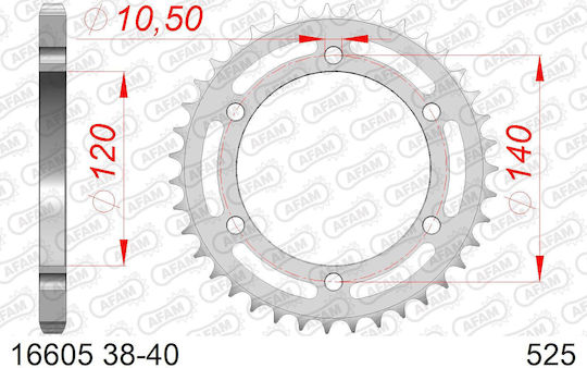 Pinion Spate Din Oțel Afam Lanț 525 Cod 16605-40