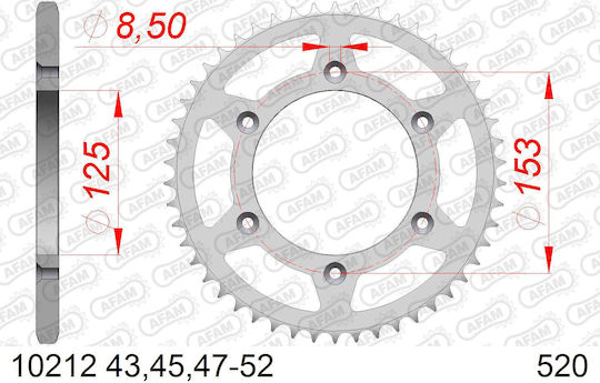 Afam Steel Rear Sprocket 520 Chain Code 10212-48