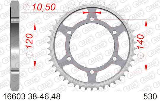 Afam Steel Rear Sprocket 530 Chain Code 16603-38