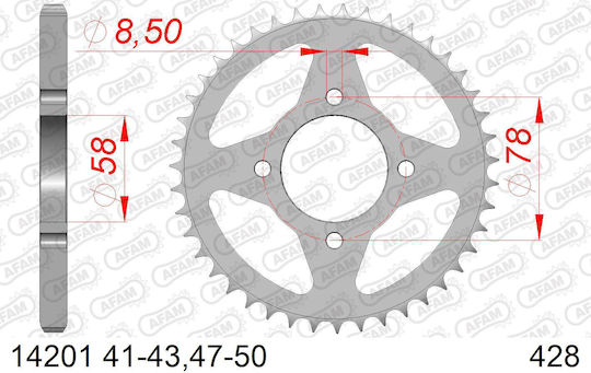 Afam Steel Rear Sprocket 428 Chain Code 14201-42