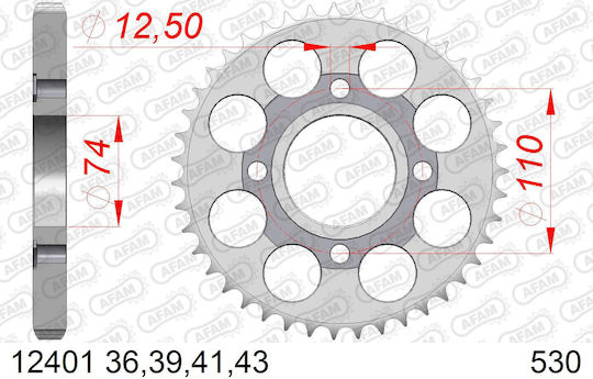 Afam Steel Rear Sprocket 530 Chain Code 12401-36