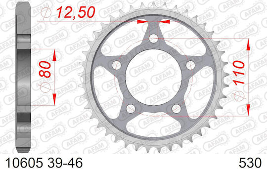 Afam Steel Rear Sprocket 530 Chain Code 10605-40