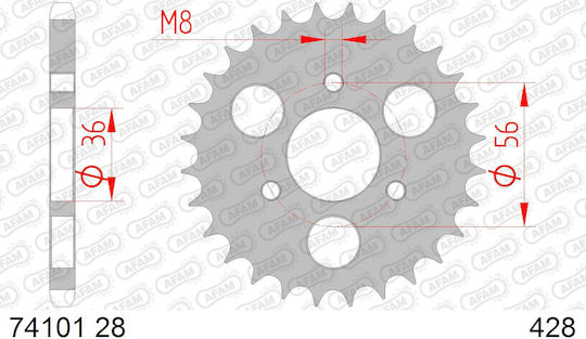 Afam Steel Rear Sprocket 428 Chain Code 74101-28