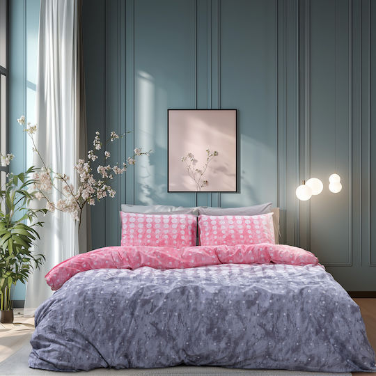 Lino Home Nuda Bettlaken Super-Doppel mit Gummibettlaken 170x200+32cm Rosa 4 Stück
