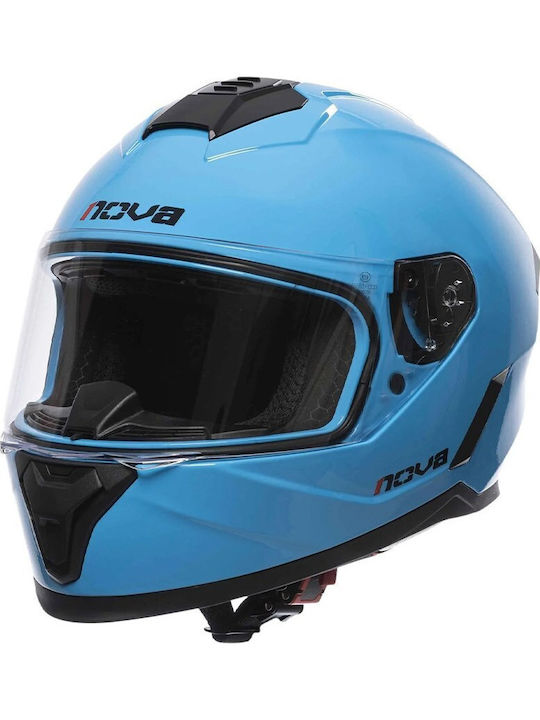Nova FF802 Children's Full Face Motorcycle Helmet ECE 22.06 Solid Gloss Blue Sun Visor