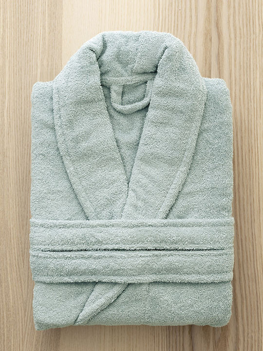 Nima Pure Bathrobe with Collar Dusty Blue 350gr/m²