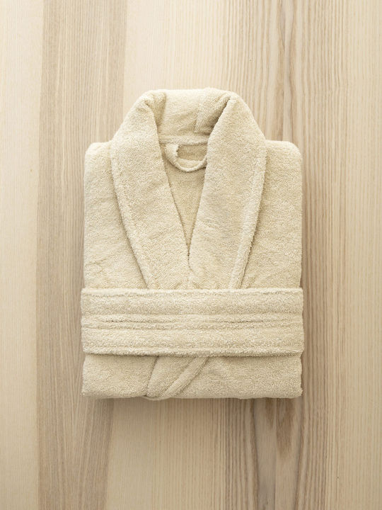 Nima Pure Bathrobe with Collar Sand Beige 350gr/m²