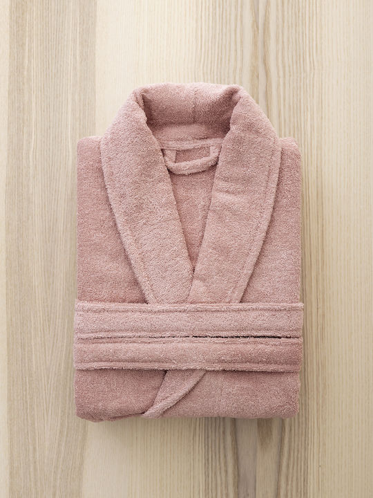 Nima Pure Bathrobe with Collar Apple Pink 350gr/m²