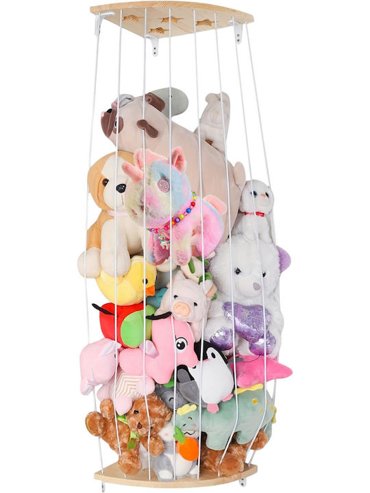 Kids Shelf Corner Hanging Plush Toy Organizer Mesh Wall Mount White