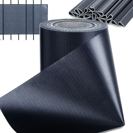 Bandă Decorativă Pentru Gardă Viu Zola Durabilă Pvc 450g/m2 20 Cleme Incluse 19 X 3500 Cm Neagră
