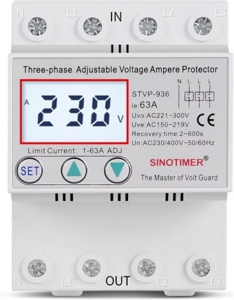 Three-phase Digital Voltage Protection Relay Sinotimer 1-63a Stvp-936-63a Automatic Recovery