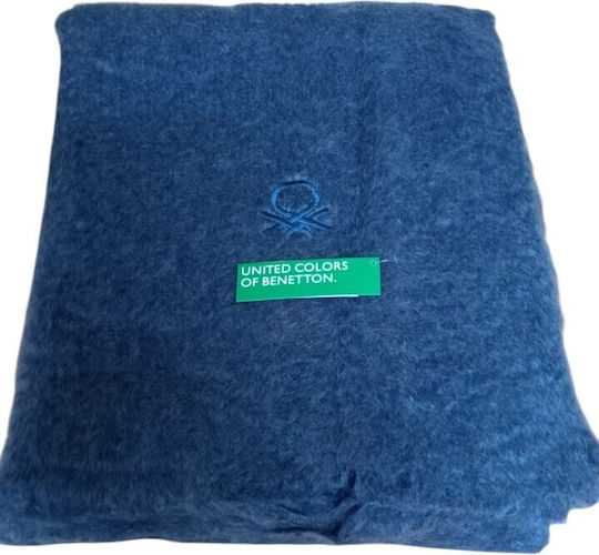 Benetton Mohair Sesselüberwurf P130xM160cm Blau