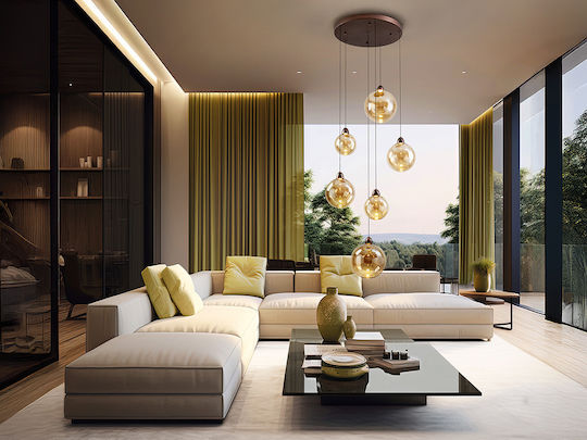 Copper Hanging Ceiling Light Honey LED with Warm White Light